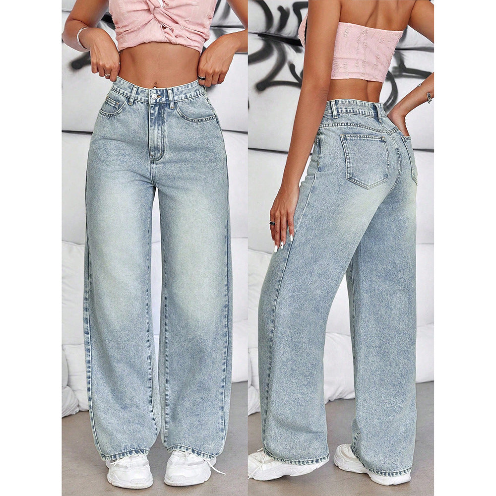 High-waisted wide-leg jeans