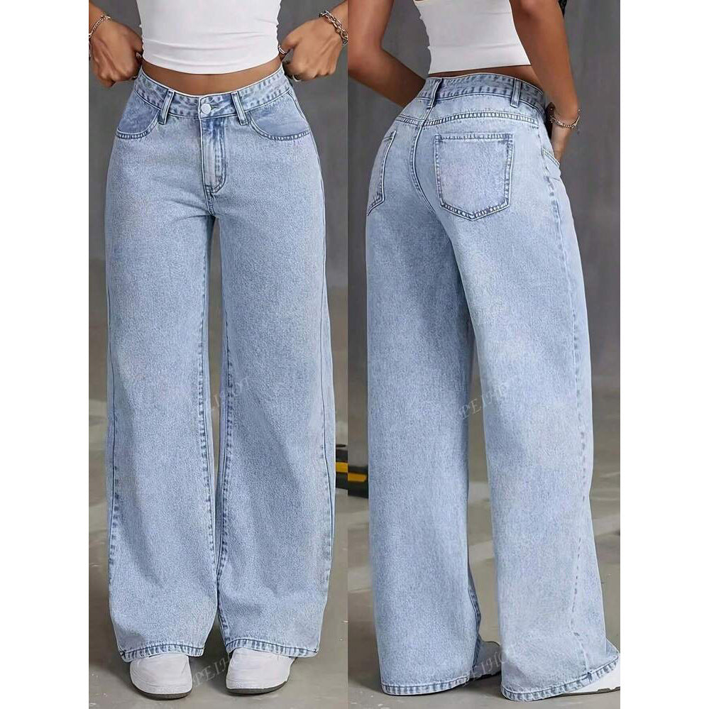 High-waisted wide-leg jeans