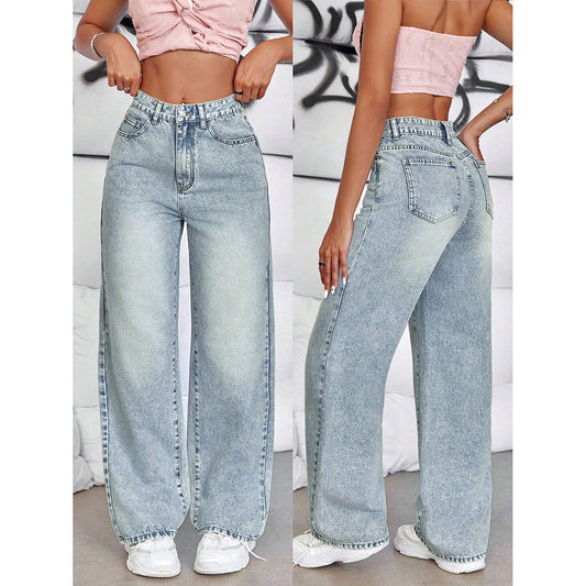 High-waisted wide-leg jeans