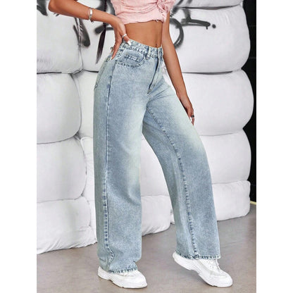 High-waisted wide-leg jeans